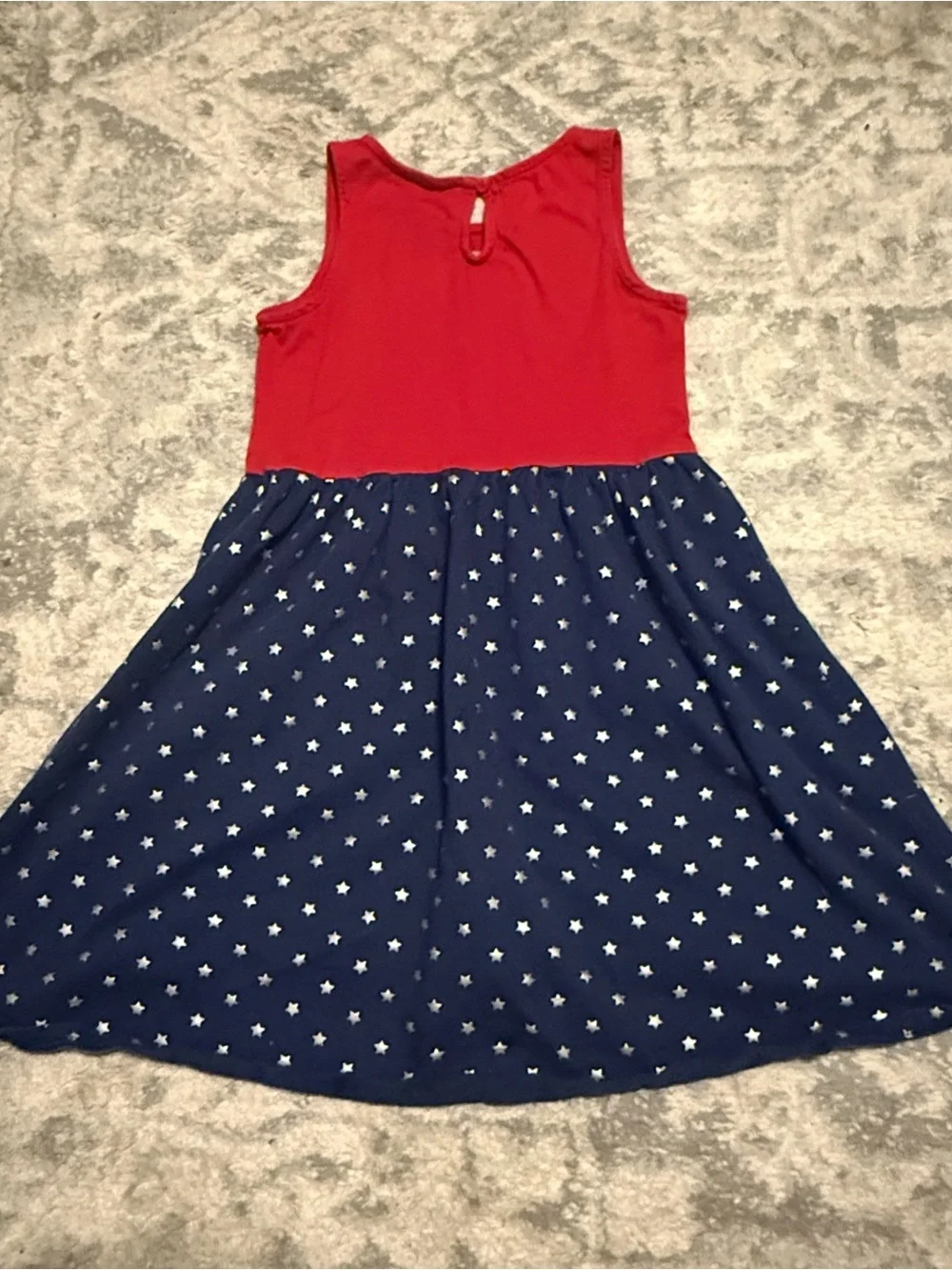 Gymboree Girls Patriotic Dress Size 7 Red Navy USA Flag Star Sequin